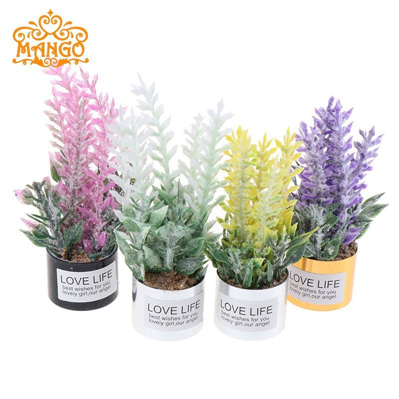 Wholesale 1:12 doll house dollhouse mini model handmadet iron basin lavender flower arrangement fleshy